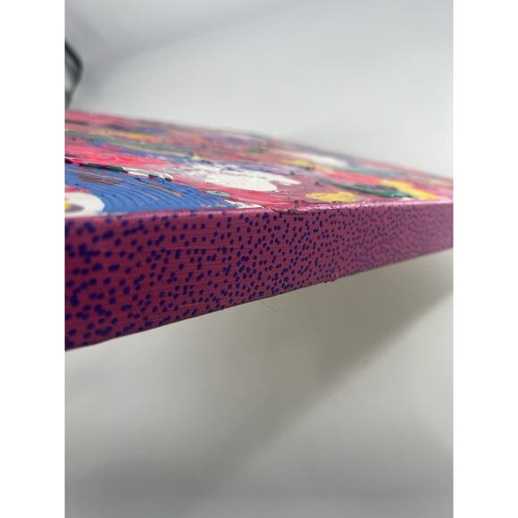 Handmaid Painting Pink Acrylic Canvas Abstract Home Decor Art Multicolor 16 x 16 - Picture 9 of 11